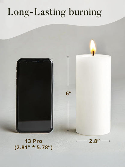 Ashlux 3x4 Inch White Pillar Candles, Set of 3 Wax, 56 Hours Long Burning, Unscented and Dripless Pillar Candles Bulk for Christmas Lights, Wedding, Parties, Spas, Home Decorative