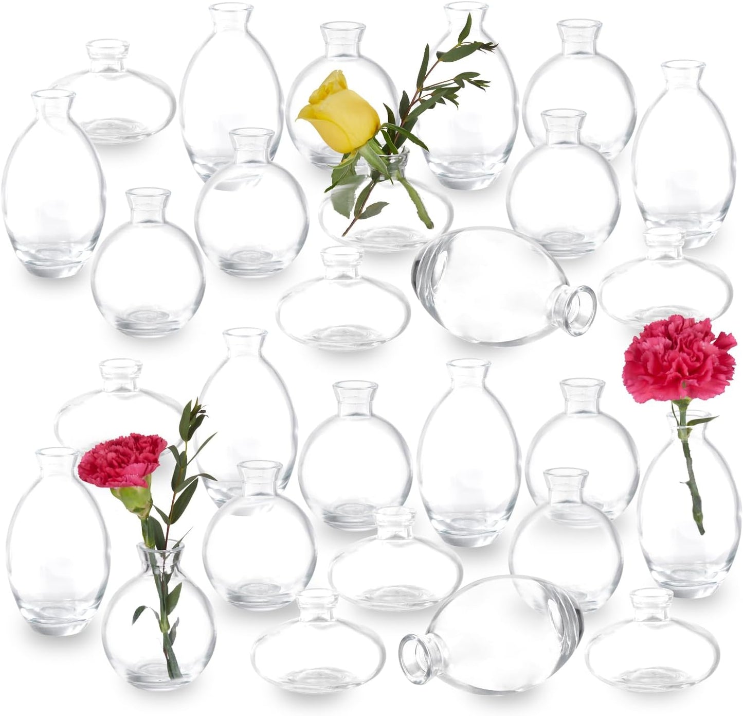 Bud Vases Set of 12, Clear Glass Bud Vase in Bulk, Small Vases for Centerpiece Mini Modern Flower Vase Transparent, Wedding Party Table Home Decor