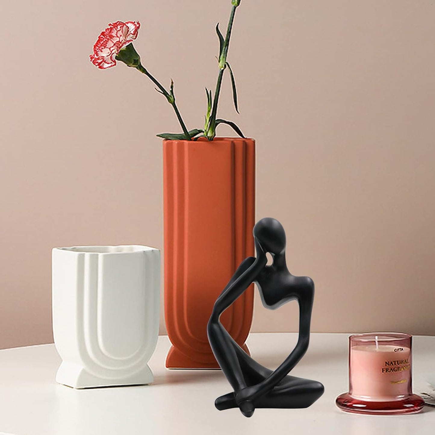 Thinker Statues And Sculptures, Sandstone Resin Thinker Statue Ornaments, Abstract Style Sculptures, Housewarming Gifts, Housewarming Decorations, Living Room Dining Desk Decorations (Right, Small)