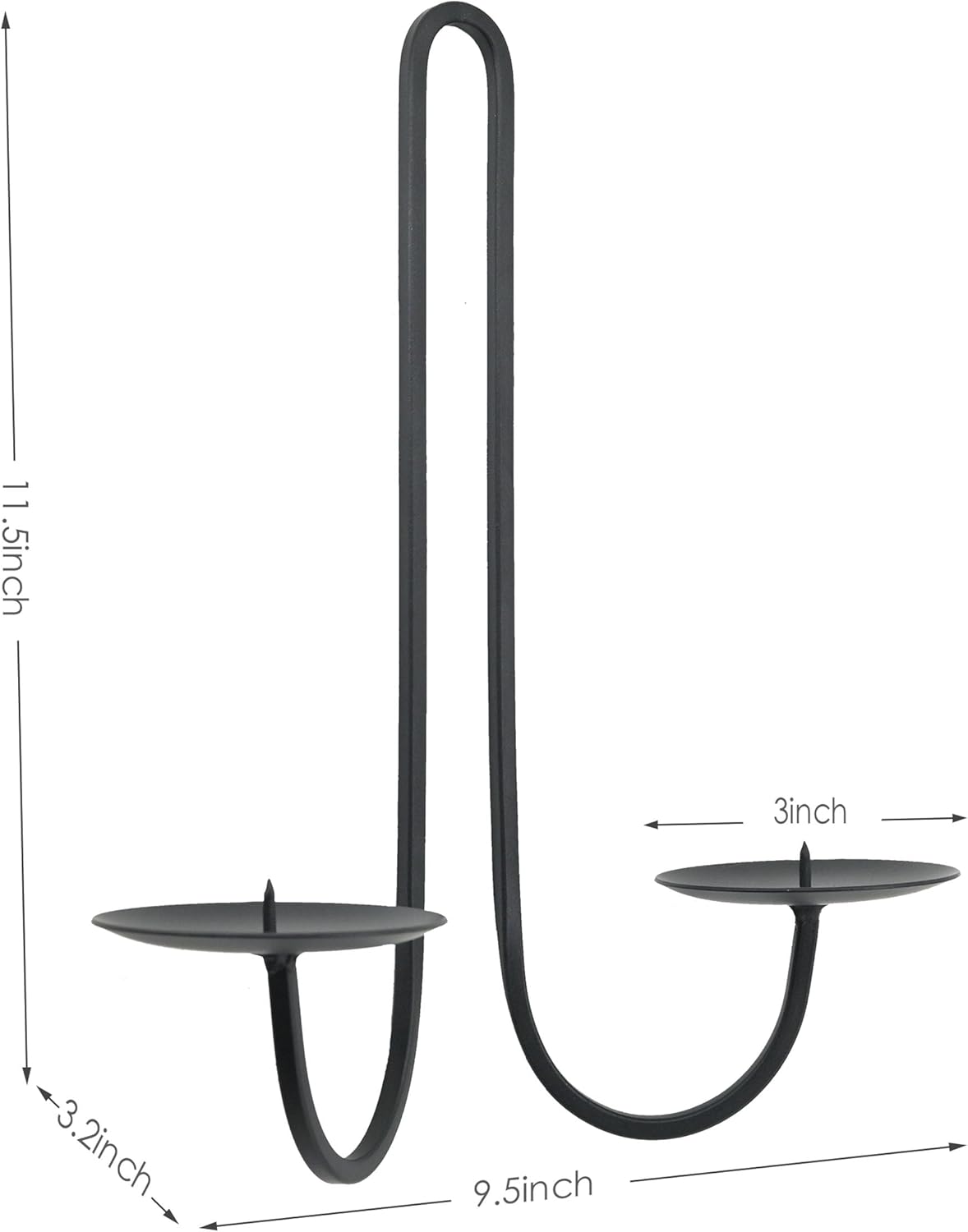 Metal Wall Candle Sconce Holder Set of 2 Wall Mount Candle Holders Modern Wall Candle Sconces Hanging for Living Room Farmhouse Fireplace Wedding 16.5"×5"×3" (Black)