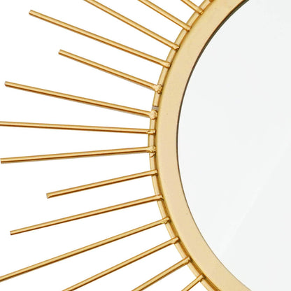 3 Pack Metal Mirrors for Wall Sunburst Wall Mirrors Home Décor Decorative Hanging Wall Art for Living Room Bedroom Entryway (Gold, Flower+Sunburst)