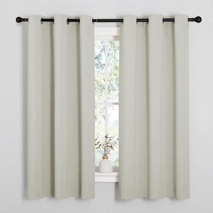 NICETOWN Halloween Pitch Black Solid Thermal Insulated Grommet Blackout Curtains/Drapes for Bedroom Window (2 Panels, 42 inches Wide by 63 inches Long, Black) - Colors A