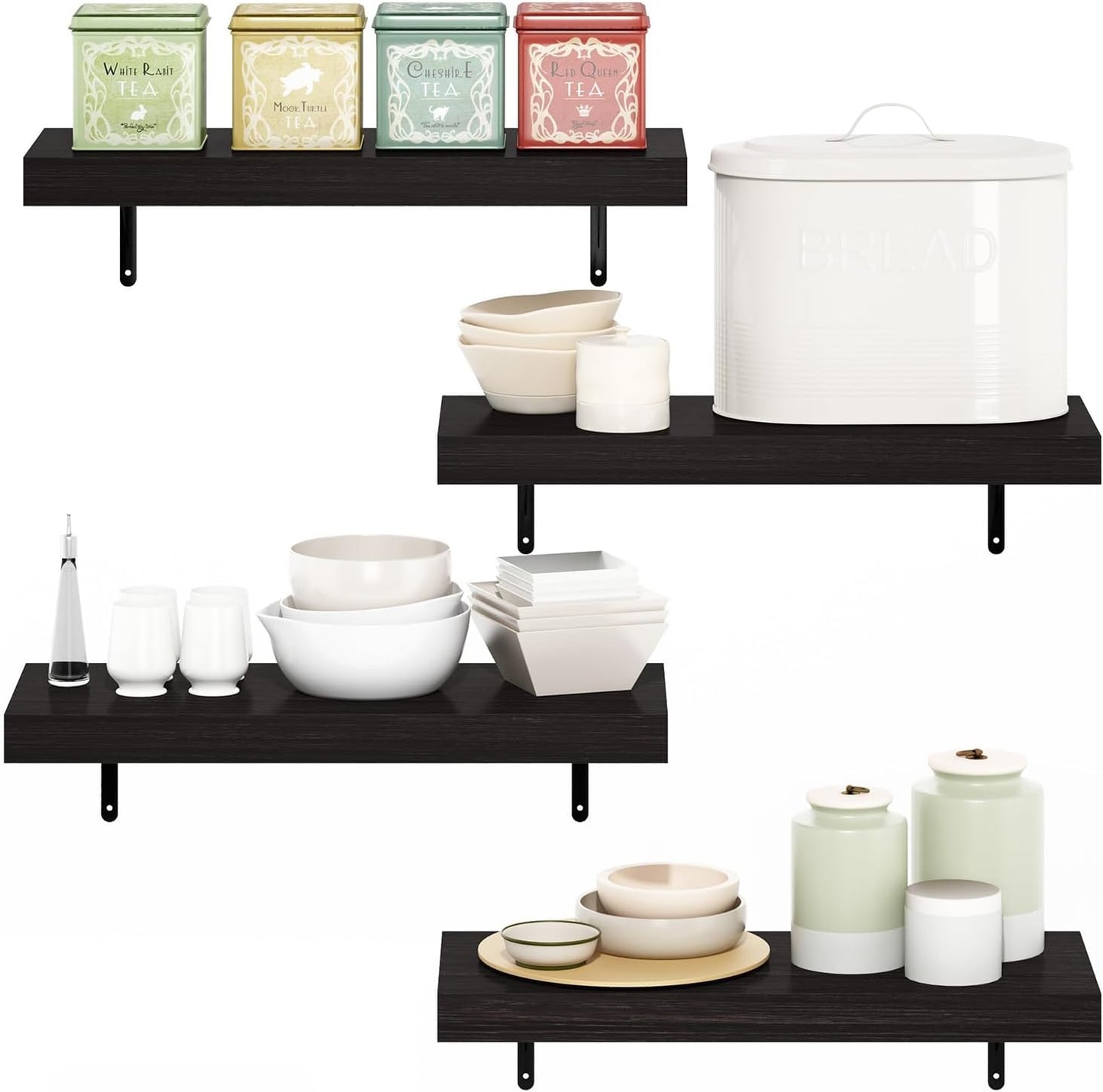 Furinno Rossi 5-Tier Wall Mount Floating Radial Corner Shelf, White
