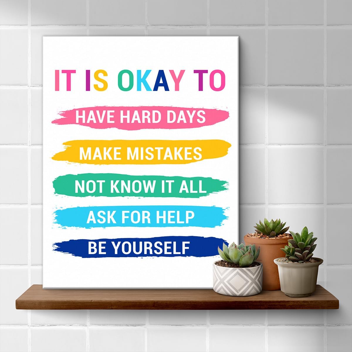 Inspirational Farmhouse Canvas Print Wall Art Decor One Small Positive Thought in the Morning Can Change Your Whole Day Sign Painting Plaque Rustic Home Decoration (8 X 8 Inches, Framed)