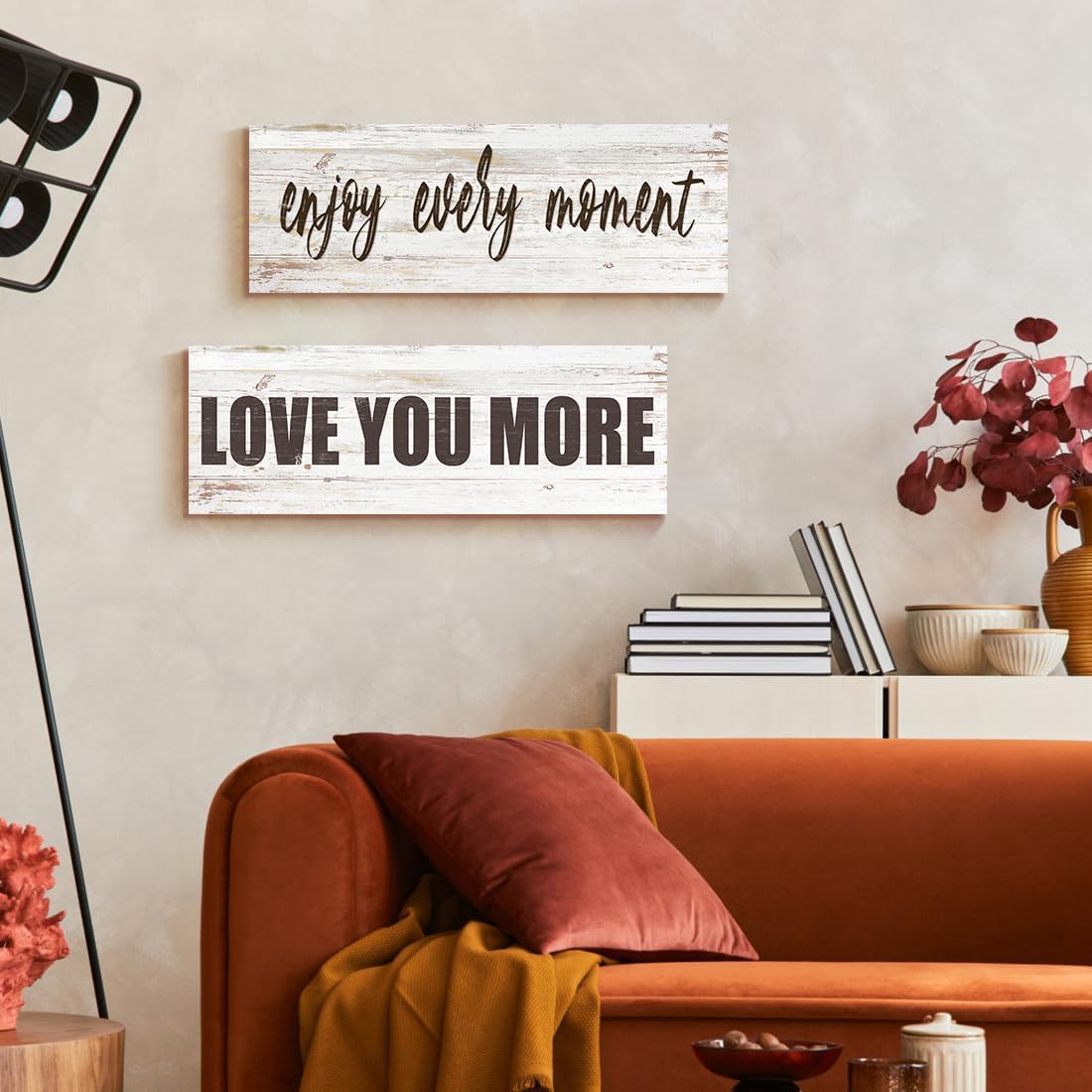 Quotes Wall Decor Enjoy the Little Things Sign Family Wall Signs Canvas Prints Rustic Wooden Wall Art Wood Pictures for Living Room Bedroom Office Home Decor, 6 X 17 Inch Framed