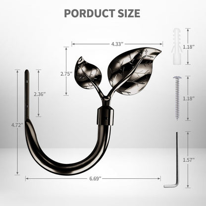HIKMLK Leaf Shaped Curtain Tieback Holdbacks 2pcs, Handmade Metal Curtain Side Holders for Wall, Curtain Hook Pull Backs for Drapes Window Decoration