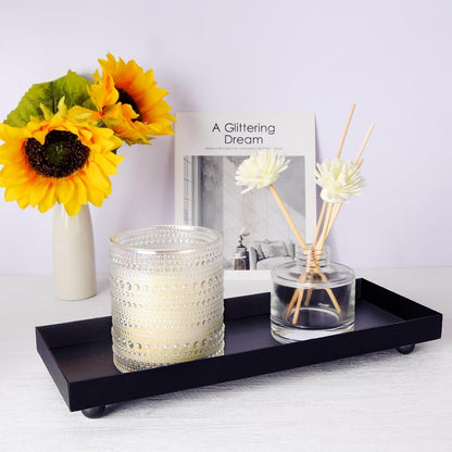 Rectangle Black Matte Metal Tray, Suit for Candle Holder, Vanity Decor Projects, Bathroom Toilet Tank Tray, Perfume or Jewelry Storage, and Coffee Table Centerpiece