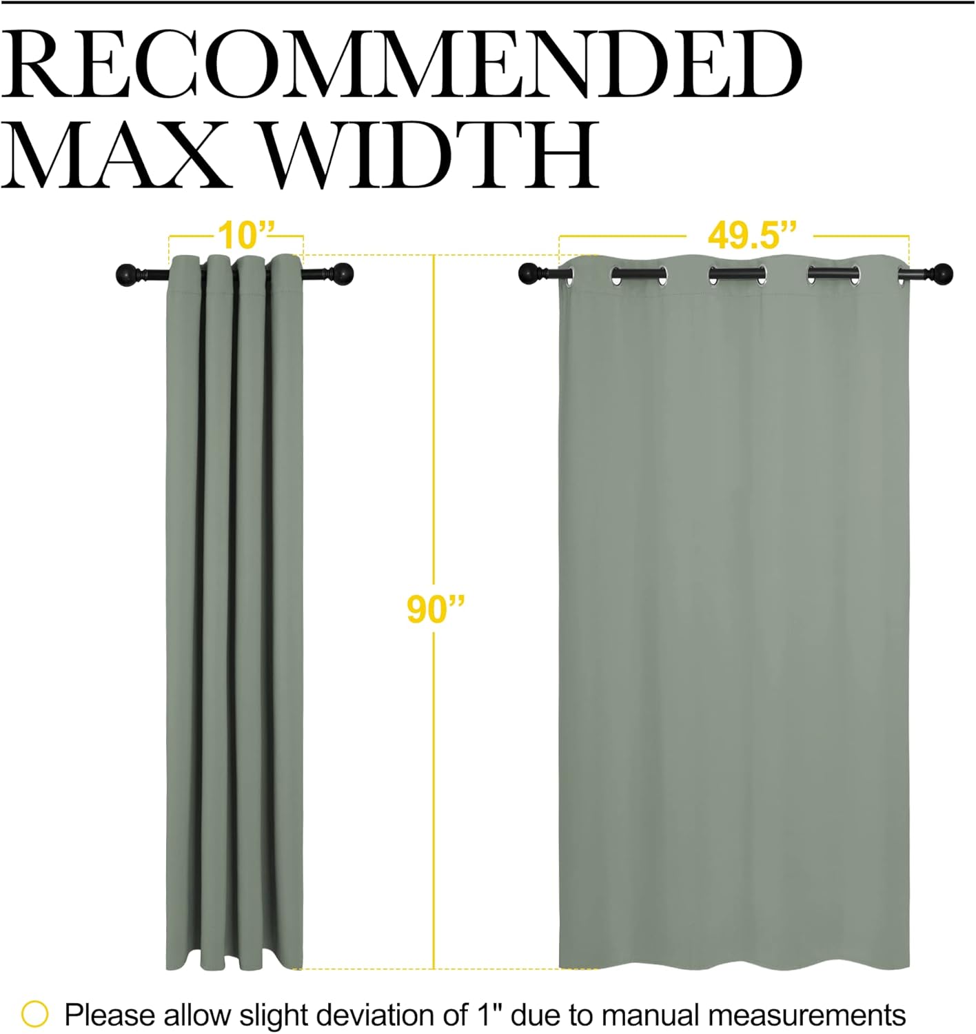 NICETOWN Halloween Pitch Black Solid Thermal Insulated Grommet Blackout Curtains/Drapes for Bedroom Window (2 Panels, 42 inches Wide by 63 inches Long, Black) - Colors B