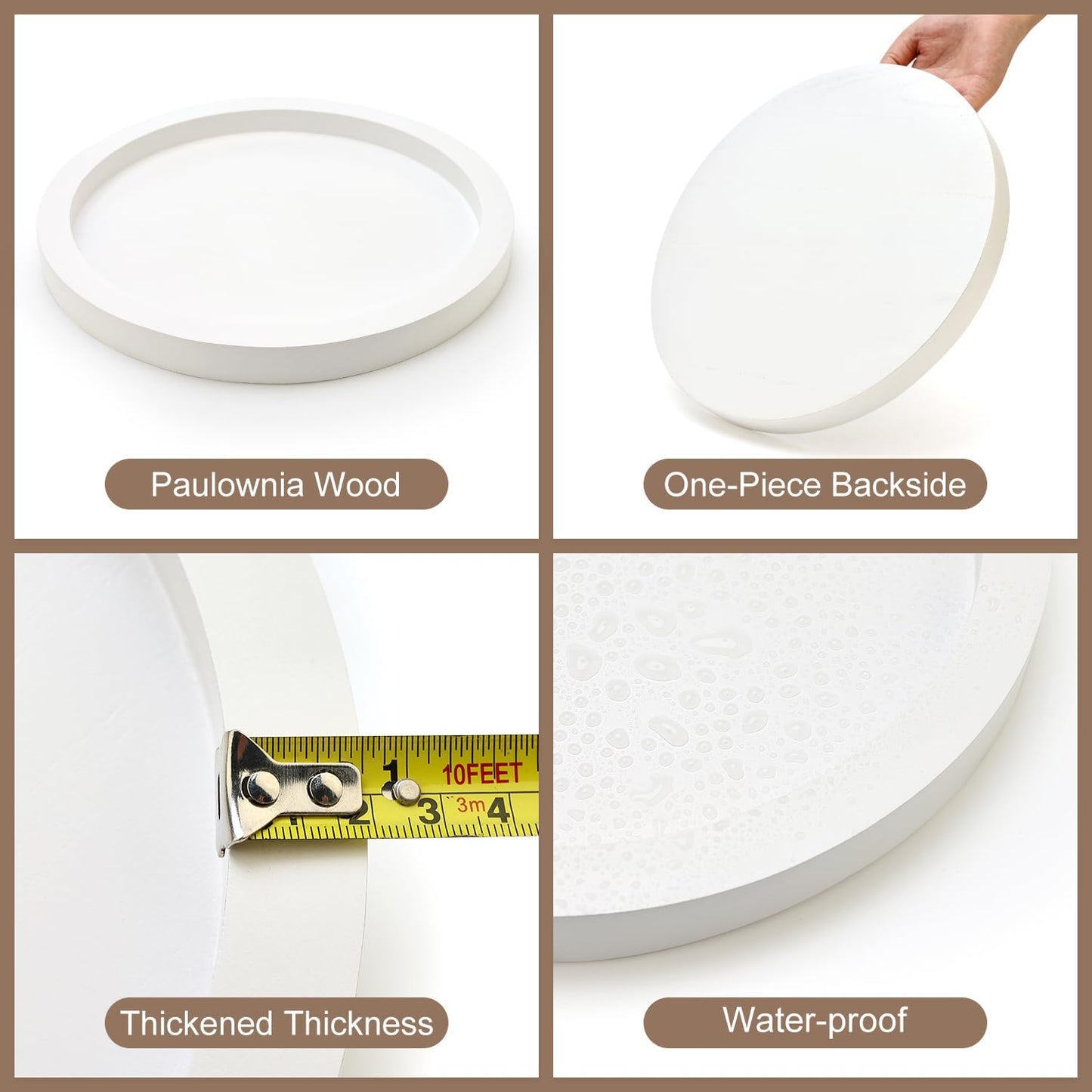 Round Decorative Tray for Coffee Dining Table Countertop Small Wooden Serving Trays Farmhouse Kitchen Home Living Room Decor and Bathroom Accessories Tray Black Rustic Wood Candle Centerpiece Trays