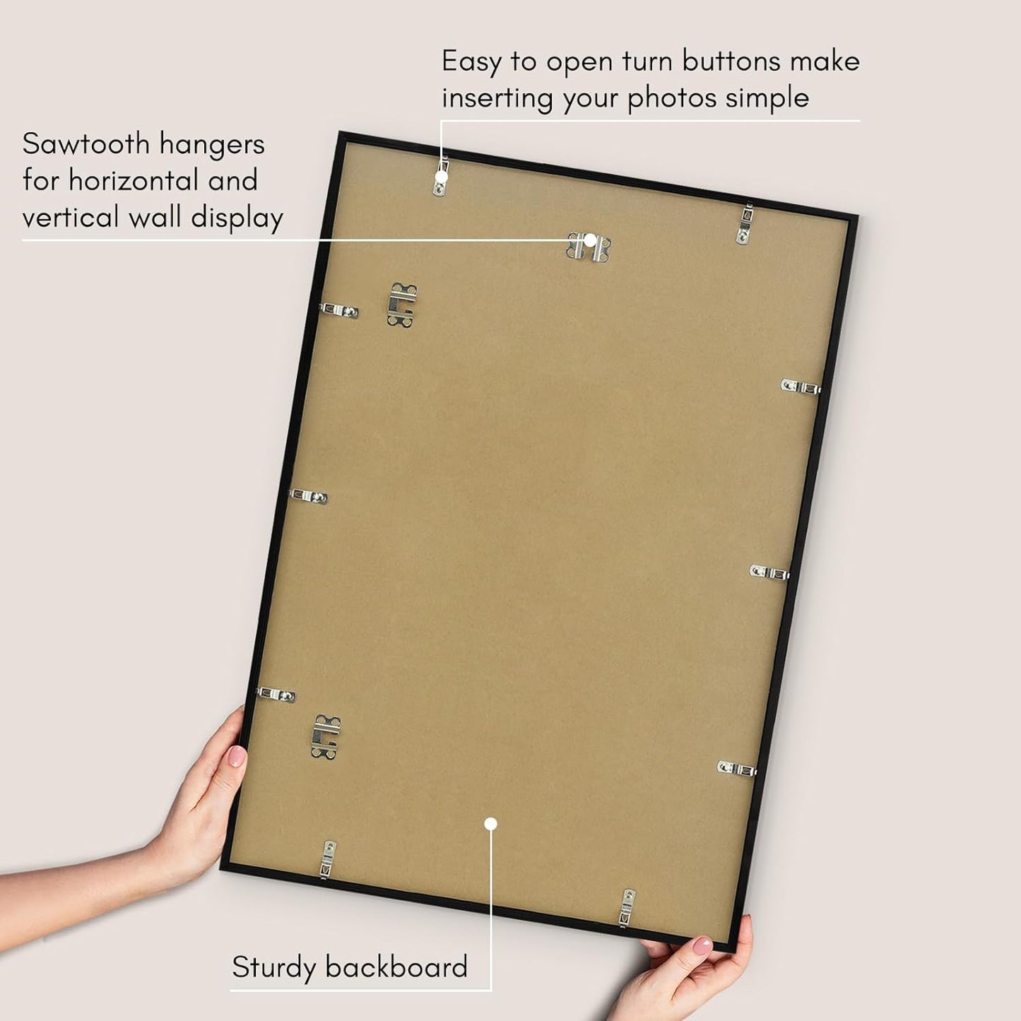 Americanflat 24x36 Poster Frame with Polished Plexiglass - Streamline Collection - Thin Border Picture Frame for Wall Display - Hanging Hardware Included - Black - Colors C