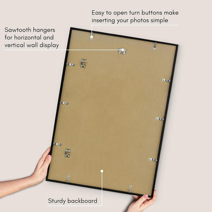 Americanflat 24x36 Poster Frame with Polished Plexiglass - Streamline Collection - Thin Border Picture Frame for Wall Display - Hanging Hardware Included - Black - Colors C