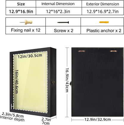 TJ.MOREE Shadow Box Frame 8 x 10 Shadowbox Display Case Picture Frame with Linen Back Memorabilia Bouquet Medals Military Photos Memory Box
