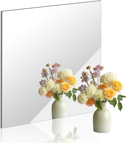 12'' Round Wall Mirror Tiles High Clear Reflecticon Self Adhesive Acrylic Mirror Sheets Circle Stickers for Bathroom, Bedroom, Door, Home Decor