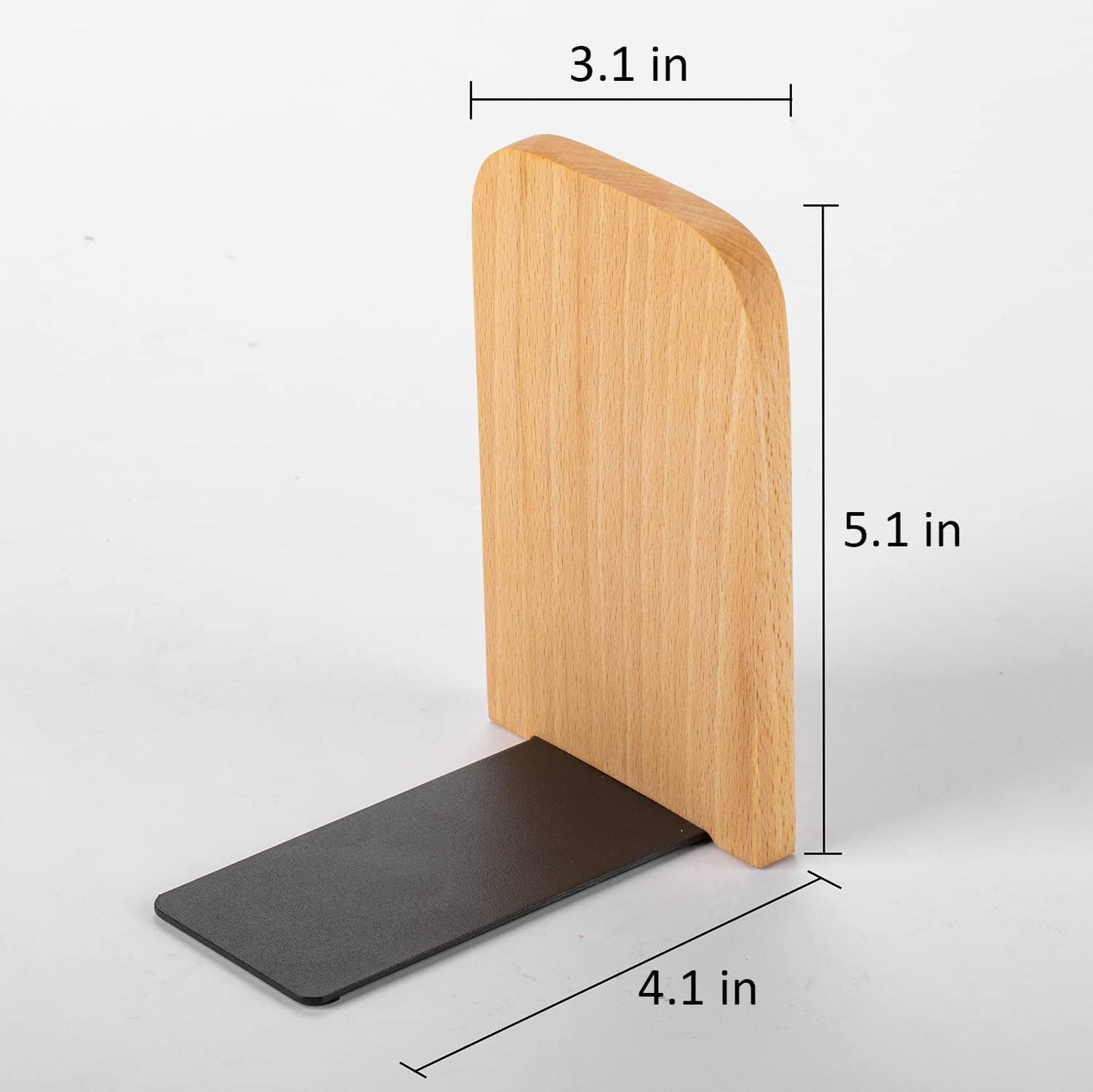 Muso Wood Book Ends for Shelves, Non-Slip Bookends, Heavy Duty Wooden Bookend Support for Books and Movies (Walnut 1 Pair)