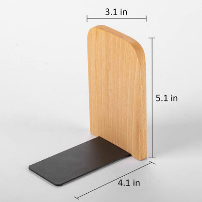 Muso Wood Book Ends for Shelves, Non-Slip Bookends, Heavy Duty Wooden Bookend Support for Books and Movies (Walnut 1 Pair)