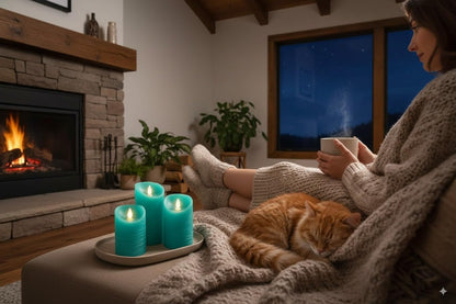 VENTA Set of 3 Warm Ivory Pillar Candles | Real Wax Battery Operated Candles with Flickering Flame | Timeless Year-Round Decor for Weddings, Mantels & Centerpieces