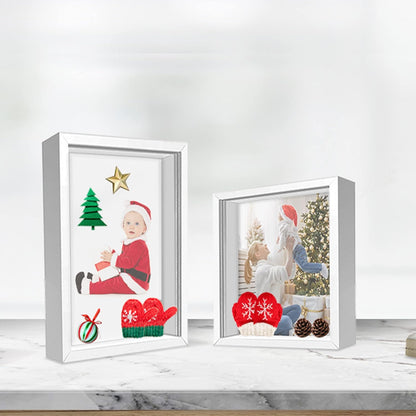 8x8 Shadow Box Frame Display Case with Letter Stickers, 3D Picture Frame, Display Case Box for Memorabilia, Baby Items, Wedding Memories, Crafts, Tickets and Photos (White, 8x8)