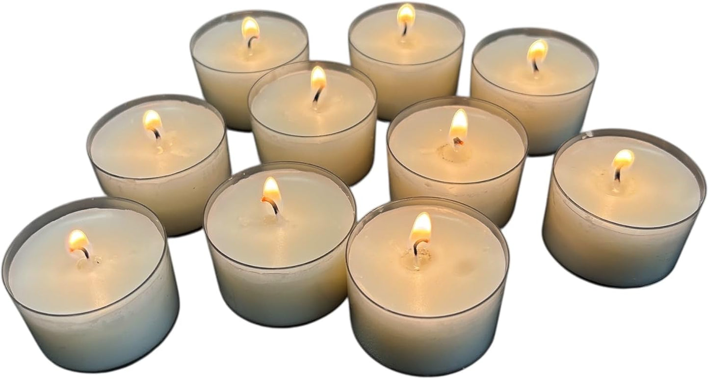 Stonebriar 96 Count White Unscented Smokeless Long Burning Clear Cup Tea Light Candles with 6 to 7 Hour Burn Time