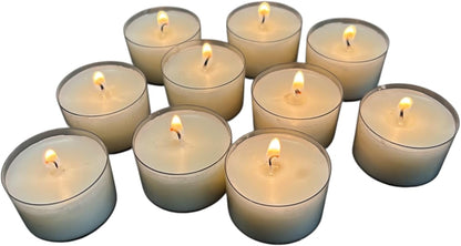 Stonebriar 96 Count White Unscented Smokeless Long Burning Clear Cup Tea Light Candles with 6 to 7 Hour Burn Time