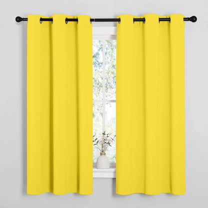 NICETOWN Halloween Pitch Black Solid Thermal Insulated Grommet Blackout Curtains/Drapes for Bedroom Window (2 Panels, 42 inches Wide by 63 inches Long, Black) - Colors C