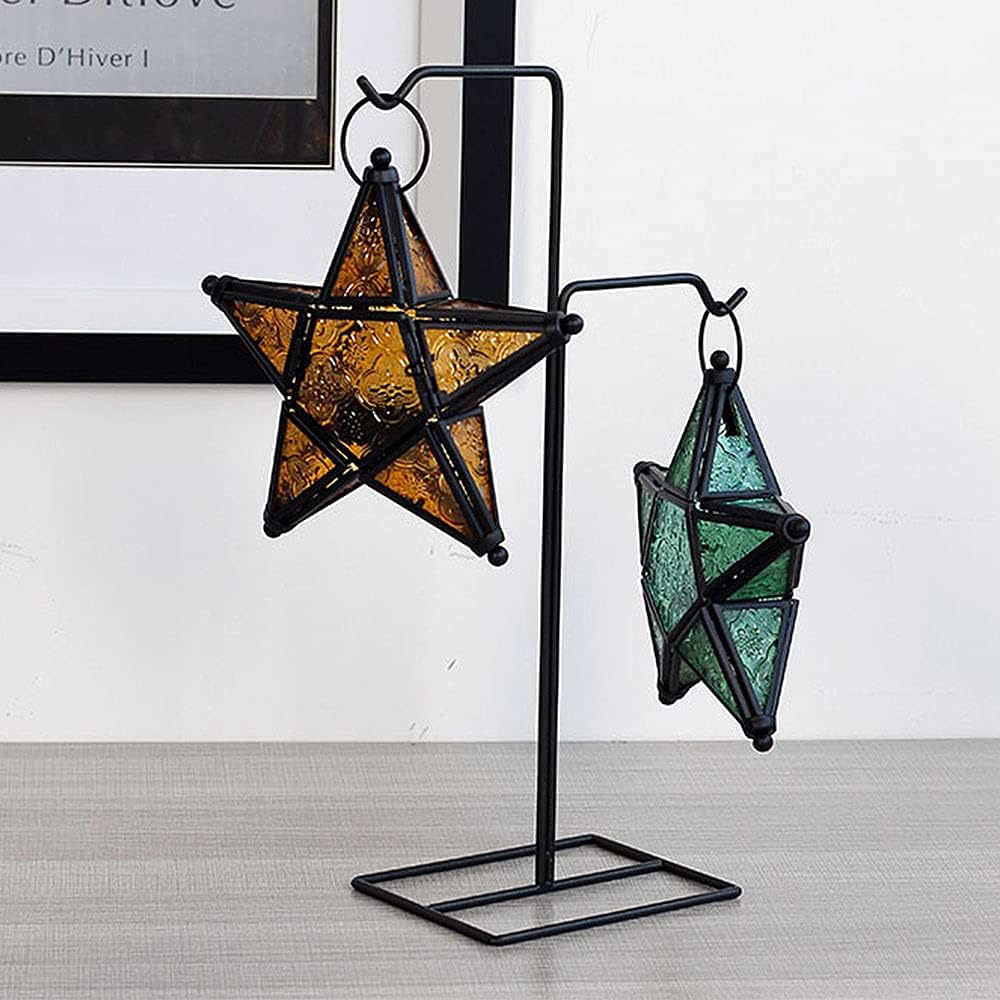 Star Hanging Decor Decorative Lantern Candle Holder Morrocan Decorations for Home Outdoor Wedding Centerpieces Party Farmhouse - Green