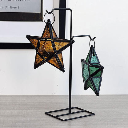 Star Hanging Decor Decorative Lantern Candle Holder Morrocan Decorations for Home Outdoor Wedding Centerpieces Party Farmhouse - Green