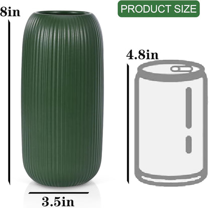 Ceramic Vase for Flowers – Modern Small Ribbed Textured Flower Vase for Home Decor, Pampas Grass, Decorative, Farmhouse, Coffee Table, Kitchen Centerpieces, Bookshelf and Home Living (White)
