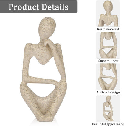 Sandstone Resin Thinker Style Abstract Sculpture Statue Collectible Figurines Home Office Bookshelf Desktop Decor(Small Sandstone,Left)