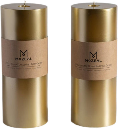 MOZEAL 3" x 4" Hand-Poured Unscented Candle,Dripless Pillar Candle Set of 3,Long Clean Burning,Approx 72 Hours Burn Time,Rustic Country Style,Wedding,Dinner,Christmas and Home Decor,White