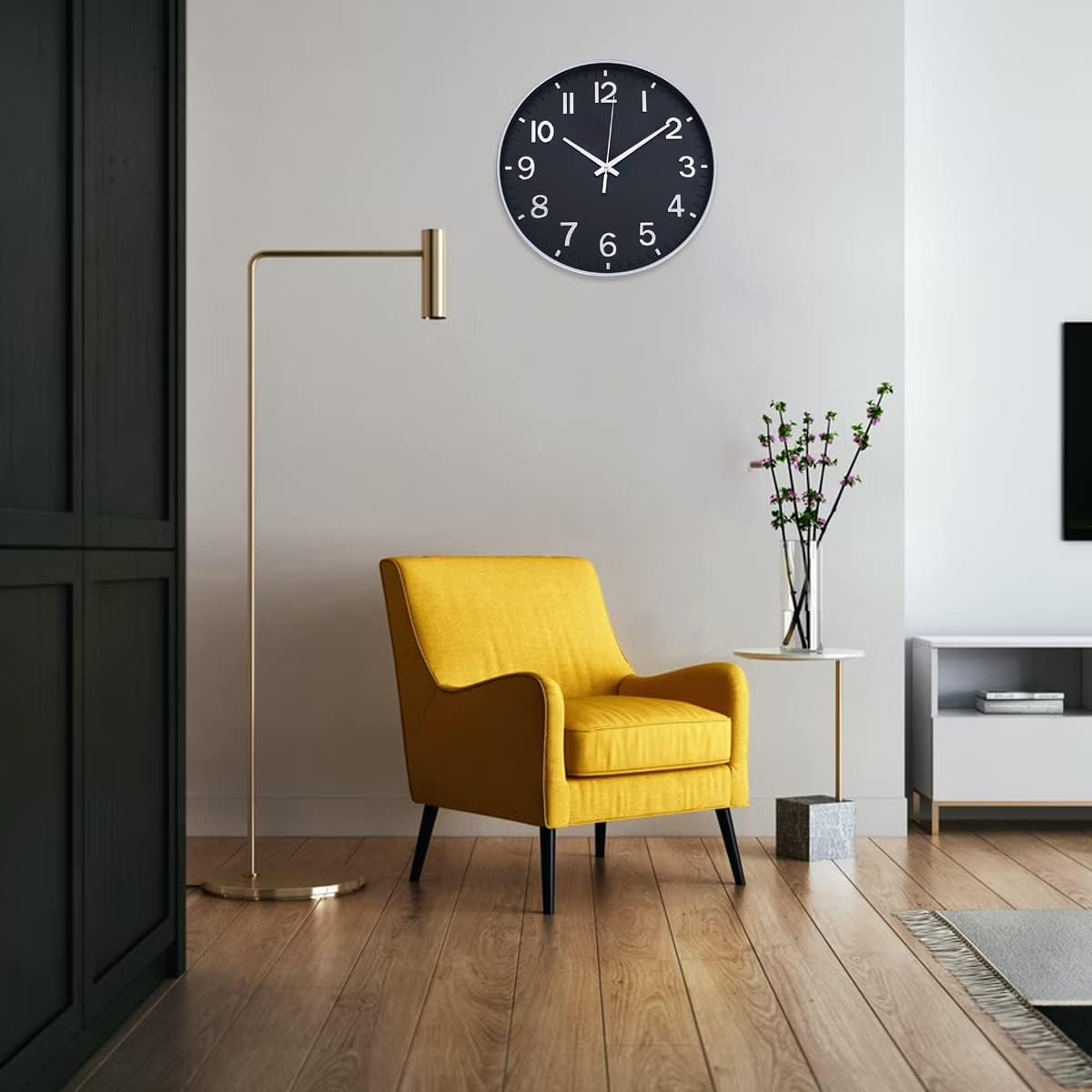 HZDHCLH Wall Clocks Battery Operated,12 inch Silent Non Ticking Modern Wall Clock for Living Room Bedroom Kitchen Office Classroom Decor (Olive Green and Gold)