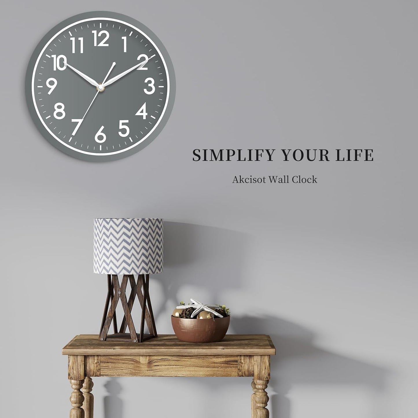 AKCISOT Wall Clock, Modern Small Wall Clocks Battery Operated 8 Inch, Silent Non-Ticking Analog Classic for Office, Home, Bathroom, Kitchen, Bedroom, School(Black)