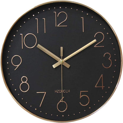 HZDHCLH Wall Clocks Battery Operated,12 inch Silent Non Ticking Modern Wall Clock for Living Room Bedroom Kitchen Office Classroom Decor (Olive Green and Gold)