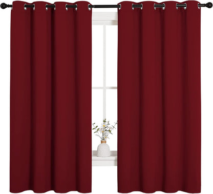 NICETOWN Halloween Pitch Black Solid Thermal Insulated Grommet Blackout Curtains/Drapes for Bedroom Window (2 Panels, 42 inches Wide by 63 inches Long, Black) - Colors A
