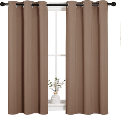 NICETOWN Halloween Pitch Black Solid Thermal Insulated Grommet Blackout Curtains/Drapes for Bedroom Window (2 Panels, 42 inches Wide by 63 inches Long, Black) - Colors D