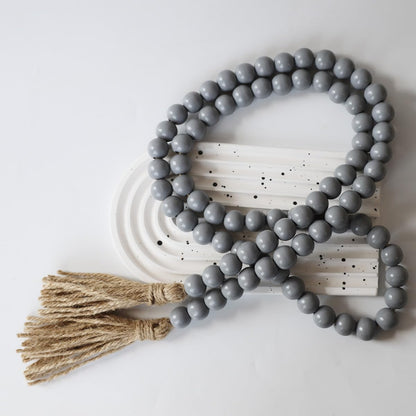 Boho Decor Wood Beads Garland Farmhouse Wall Hanging Decorations Natural Wooden Bead Tassel Decorative for Coffee Table Christmas and Prayer (Nature, 58")