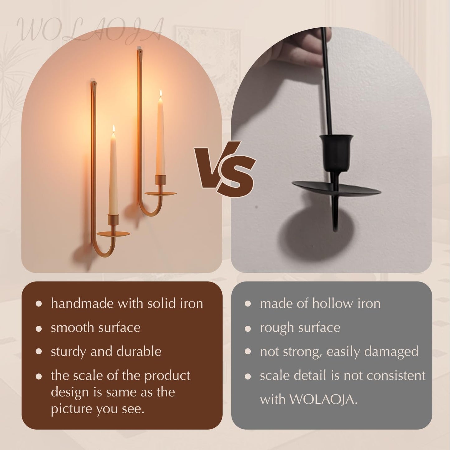 Metal Wall Candle Sconce Holder Set of 2 Wall Mount Candle Holder Pillar Holder Black Modern Wall Candle Sconces Hanging for Living Room Farmhouse Fireplace Wedding