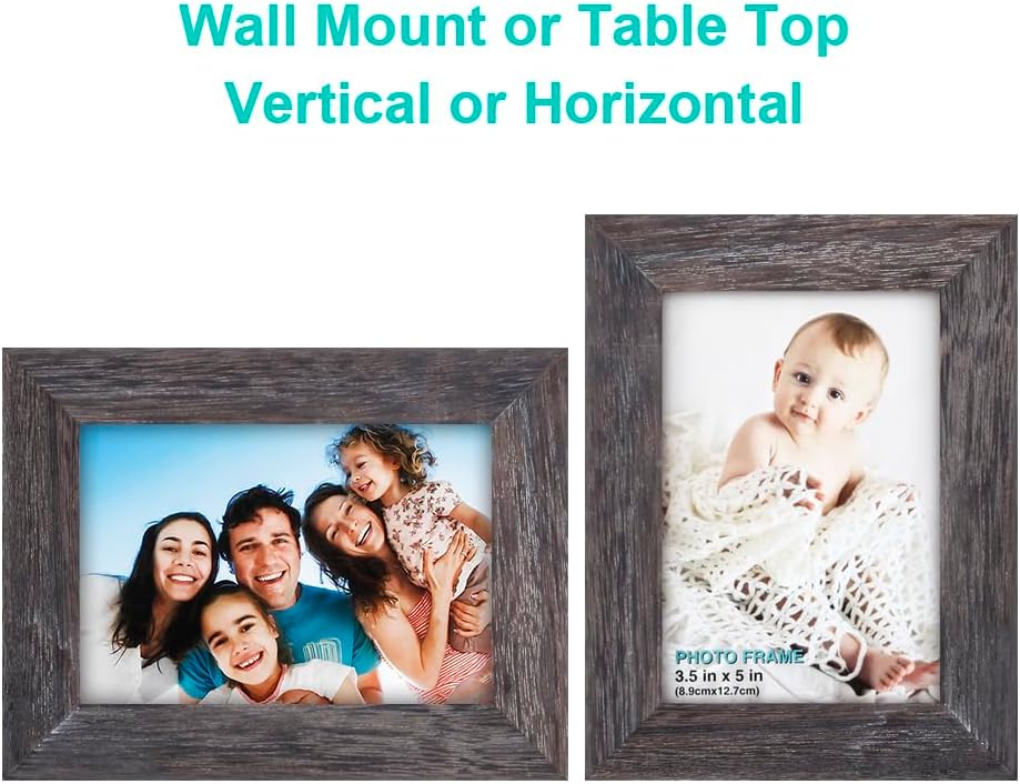 RPJC 5x7 Picture Frames Made of Solid Wood High Definition Glass for Table Top Display and Wall Mounting Photo Frame Black