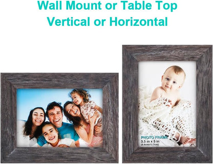 RPJC 5x7 Picture Frames Made of Solid Wood High Definition Glass for Table Top Display and Wall Mounting Photo Frame Black