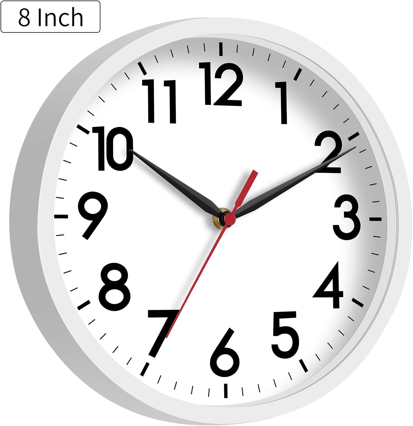 AKCISOT Wall Clock, Modern Small Wall Clocks Battery Operated 8 Inch, Silent Non-Ticking Analog Classic for Office, Home, Bathroom, Kitchen, Bedroom, School(Black)