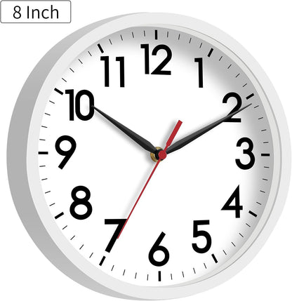 AKCISOT Wall Clock, Modern Small Wall Clocks Battery Operated 8 Inch, Silent Non-Ticking Analog Classic for Office, Home, Bathroom, Kitchen, Bedroom, School(Black)