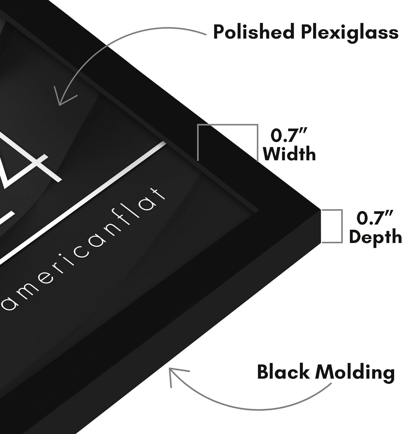 Americanflat 24x36 Poster Frame with Polished Plexiglass - Streamline Collection - Thin Border Picture Frame for Wall Display - Hanging Hardware Included - Black - Colors A