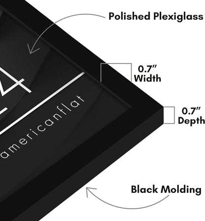 Americanflat 24x36 Poster Frame with Polished Plexiglass - Streamline Collection - Thin Border Picture Frame for Wall Display - Hanging Hardware Included - Black - Colors A