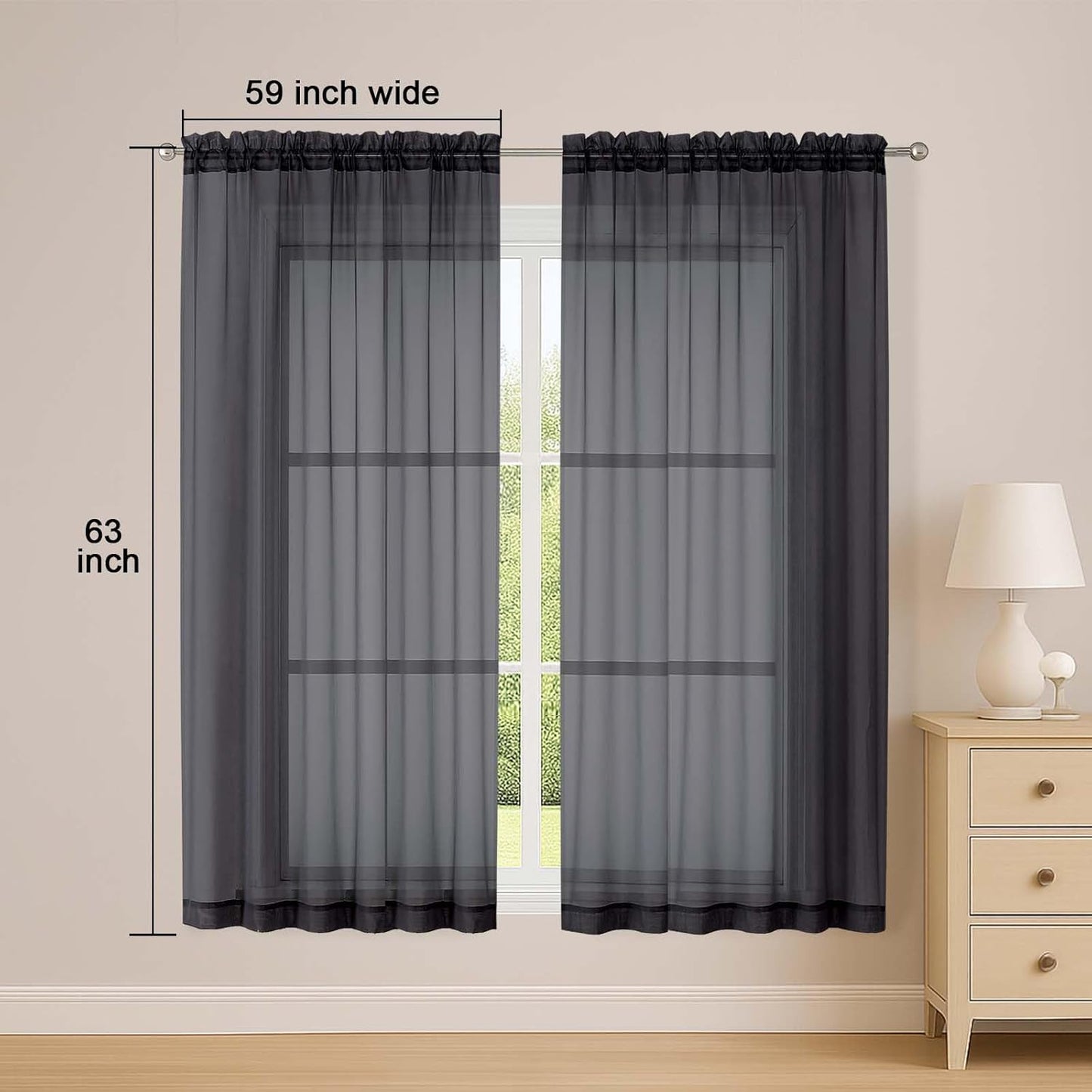 OWENIE Sheer Curtains 84 inches Long 2 Panels Set for Living Room/Bedroom, Rod Pocket Voile Sheer Panel Drapes, White, 2pcs, Each 42" W x 84" L - Colors B