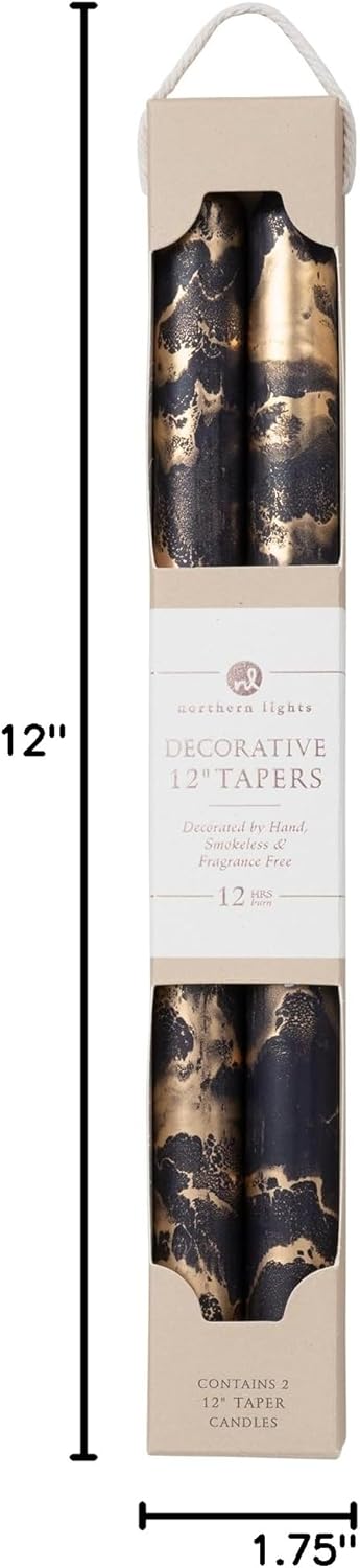 Premium Decorative Tapers - 12" 2PK - Terra Cotta w/Gold - 73301