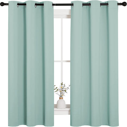 NICETOWN Halloween Pitch Black Solid Thermal Insulated Grommet Blackout Curtains/Drapes for Bedroom Window (2 Panels, 42 inches Wide by 63 inches Long, Black) - Colors A