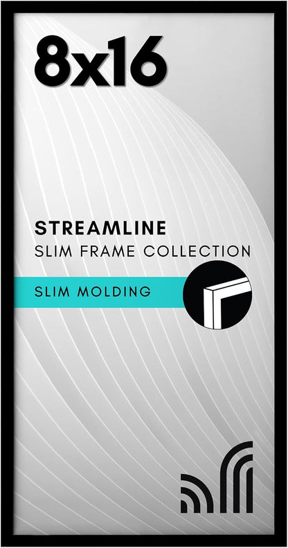 Americanflat 24x36 Poster Frame with Polished Plexiglass - Streamline Collection - Thin Border Picture Frame for Wall Display - Hanging Hardware Included - Black - Colors D