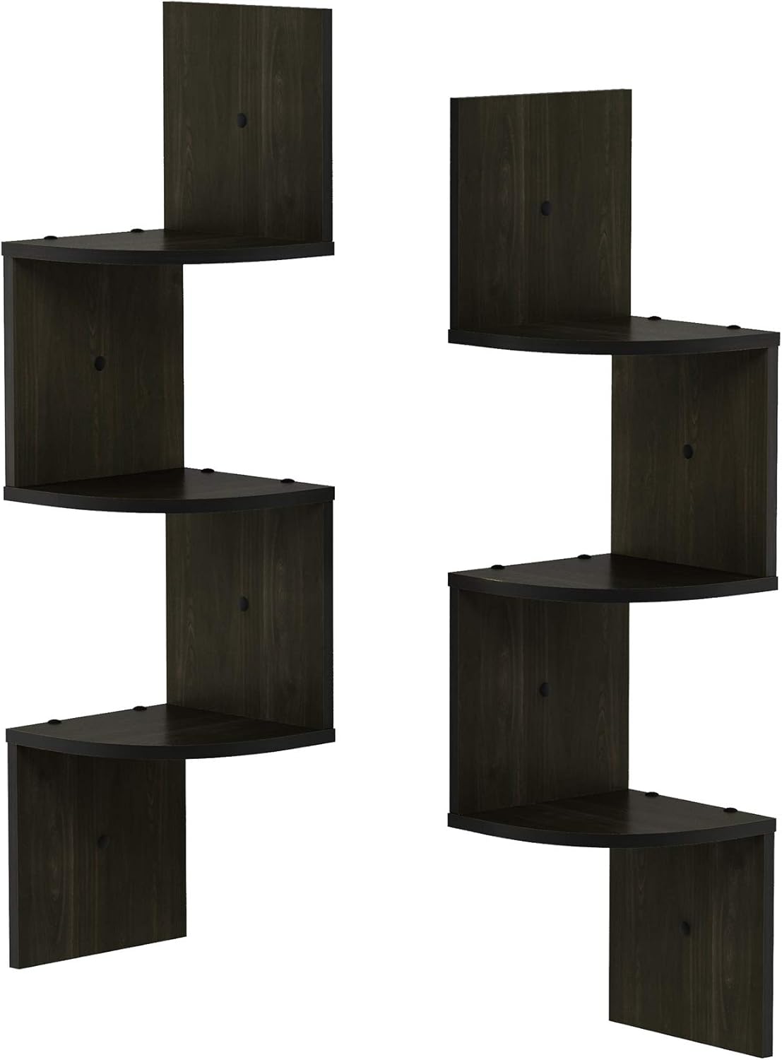 Furinno Rossi 5-Tier Wall Mount Floating Radial Corner Shelf, White