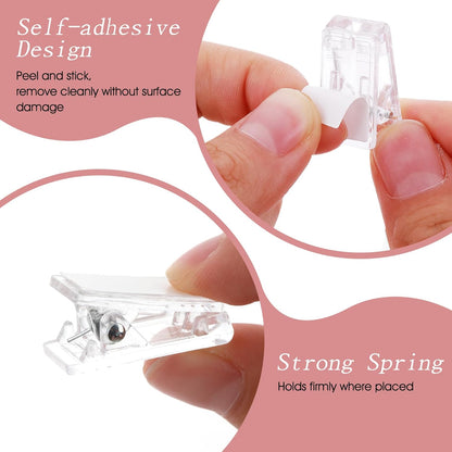 15 Pcs Tapestry Hanging Clips, Self-Adhesive Spring Clips for Poster, Blanket, Shower Curtain, Wall Flag (Clear)