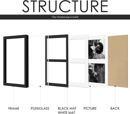 DUENPY 14x26 Collage Picture Frame 4x6 Collage Picture Frame Displays Twelve 4x6 inch Photos Available Horizontal Wall Mounting Display and Vertical Black - Colors A