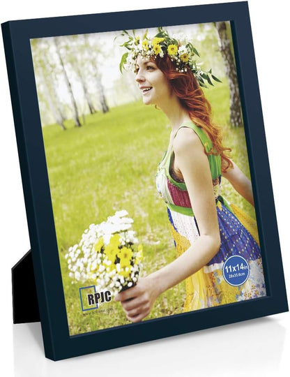 RPJC 5x7 Picture Frames Made of Solid Wood High Definition Glass for Table Top Display and Wall Mounting Photo Frame Black